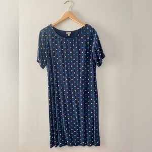J. Jill Navy Blue Polkadot Dress/ Size 10